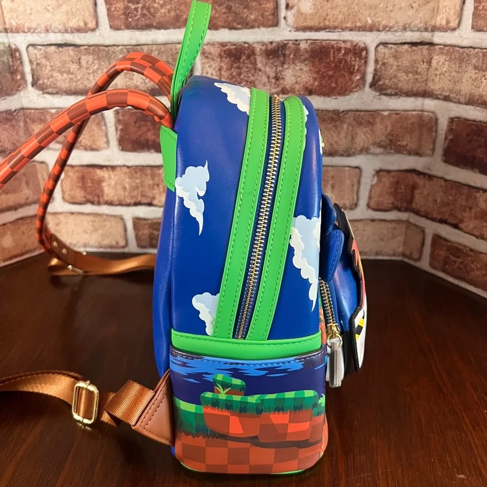 Loungefly Sonic the Hedgehog Blue, Green & Yellow Kids Mini Backpack
